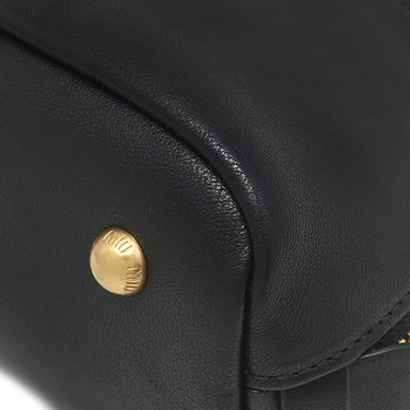 ミュウミュウ MIU MIU アバンチュール トップハンドル スモール 5BB169 ブラック シープスキン 2WAYバッグ ヴィンテージ金具 黒 ロゴ ハンドバッグ ショルダー