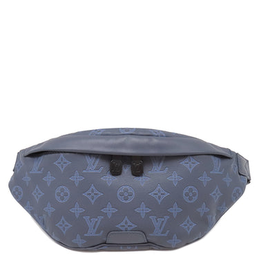 ルイヴィトン LOUIS VUITTON ディスカバリー バムバッグ PM M45729 ブルー×ネイビー レザー モノグラムシャドウレザー ボディバッグ マットブラック金具 ウエストバック 青 紺