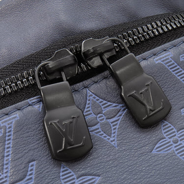 ルイヴィトン LOUIS VUITTON ディスカバリー バムバッグ PM M45729 ブルー×ネイビー レザー モノグラムシャドウレザー ボディバッグ マットブラック金具 ウエストバック 青 紺