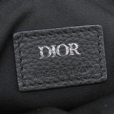 クリスチャン・ディオール Christian Dior オブリーク メッセンジャーバッグ ネイビー×ベージュ キャンバス レザー ショルダーバッグ シルバー金具 紺 ジャガード