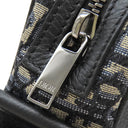クリスチャン・ディオール Christian Dior オブリーク メッセンジャーバッグ ネイビー×ベージュ キャンバス レザー ショルダーバッグ シルバー金具 紺 ジャガード