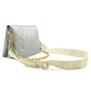 ルイヴィトン LOUIS VUITTON クッサンPM M21769 シルバー レザー ラムレザー ショルダーバッグ ゴールド金具 チェーンショルダー