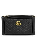 グッチ GUCCI GGマーモント 453878 ブラック レザー ショルダーバッグ ゴールド金具 黒 ポシェット