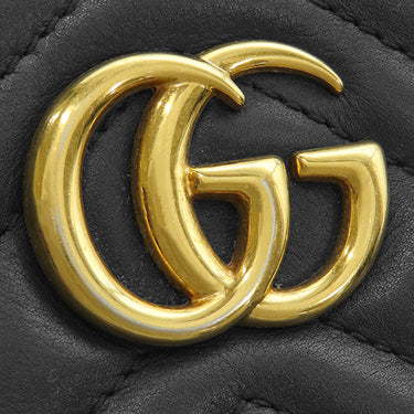 グッチ GUCCI GGマーモント 453878 ブラック レザー ショルダーバッグ ゴールド金具 黒 ポシェット