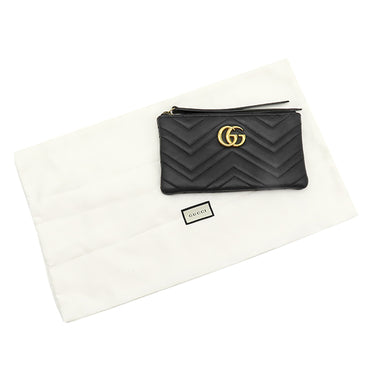 グッチ GUCCI GGマーモント 453878 ブラック レザー ショルダーバッグ ゴールド金具 黒 ポシェット