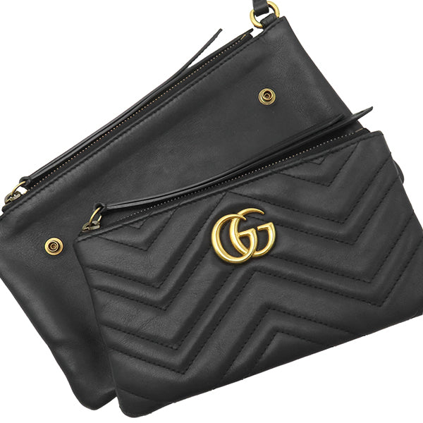 グッチ GUCCI GGマーモント 453878 ブラック レザー ショルダーバッグ