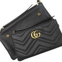 グッチ GUCCI GGマーモント 453878 ブラック レザー ショルダーバッグ ゴールド金具 黒 ポシェット