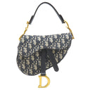 クリスチャン・ディオール Christian Dior サドルバッグ スモール M0457CTZQ_M928 ネイビー キャンバス オブリークジャカード ショルダーバッグ マットゴールド金具 ストラップ付き