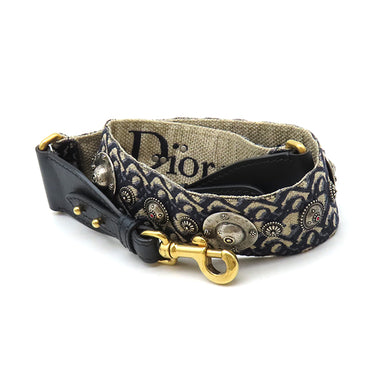 クリスチャン・ディオール Christian Dior サドルバッグ スモール M0457CTZQ_M928 ネイビー キャンバス オブリークジャカード ショルダーバッグ マットゴールド金具 ストラップ付き