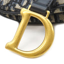 クリスチャン・ディオール Christian Dior サドルバッグ スモール M0457CTZQ_M928 ネイビー キャンバス オブリークジャカード ショルダーバッグ マットゴールド金具 ストラップ付き