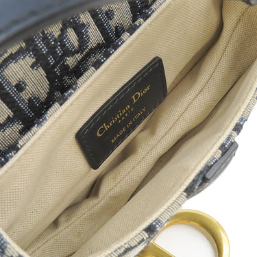 クリスチャン・ディオール Christian Dior サドルバッグ スモール M0457CTZQ_M928 ネイビー キャンバス オブリークジャカード ショルダーバッグ マットゴールド金具 ストラップ付き