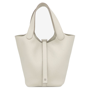 エルメス HERMES ピコタンロック 18 PM べトン トリヨンクレマンス ハンドバッグ シルバー金具 オフホワイト 2024年製