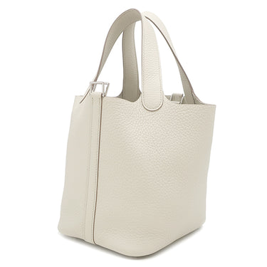 エルメス HERMES ピコタンロック 18 PM べトン トリヨンクレマンス ハンドバッグ シルバー金具 オフホワイト 2024年製