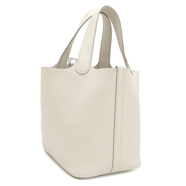 エルメス HERMES ピコタンロック 18 PM べトン トリヨンクレマンス ハンドバッグ シルバー金具 オフホワイト 2024年製