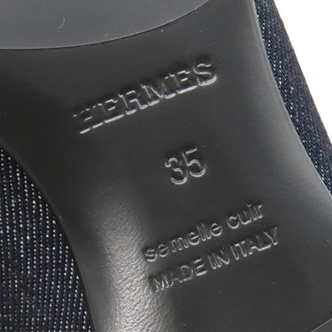 エルメス HERMES ロワイヤル ローファー H231050Z ブルーブリュット×マリン デニム カーフ #35 ローファー シルバー金具 紺 フリンジ H金具 モカシン