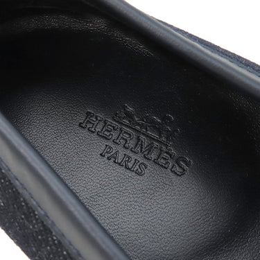エルメス HERMES ロワイヤル ローファー H231050Z ブルーブリュット×マリン デニム カーフ #35 ローファー シルバー金具 紺 フリンジ H金具 モカシン