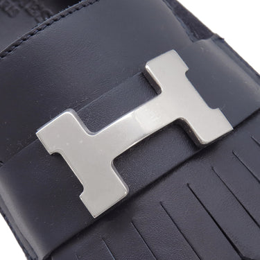 エルメス HERMES ロワイヤル ローファー H231050Z ブルーブリュット×マリン デニム カーフ #35 ローファー シルバー金具 紺 フリンジ H金具 モカシン