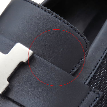 エルメス HERMES ロワイヤル ローファー H231050Z ブルーブリュット×マリン デニム カーフ #35 ローファー シルバー金具 紺 フリンジ H金具 モカシン