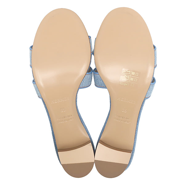 エルメス HERMES オアジス H211250Z ブルー デニム #35 サンダル 新品