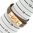 エルメス HERMES リヴァル ドゥブルトゥール エトゥープ レザー GP T2 ブレスレット ローズゴールド金具 ピンクゴールド 二重 二連 スタッズ
