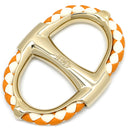 エルメス HERMES シェーヌダンクル トレッセ オレンジ×ホワイト×ゴールド レザー GP スカーフリング カレ90用