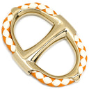 エルメス HERMES シェーヌダンクル トレッセ オレンジ×ホワイト×ゴールド レザー GP スカーフリング カレ90用