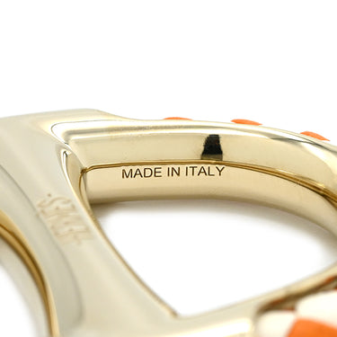 エルメス HERMES シェーヌダンクル トレッセ オレンジ×ホワイト×ゴールド レザー GP スカーフリング カレ90用