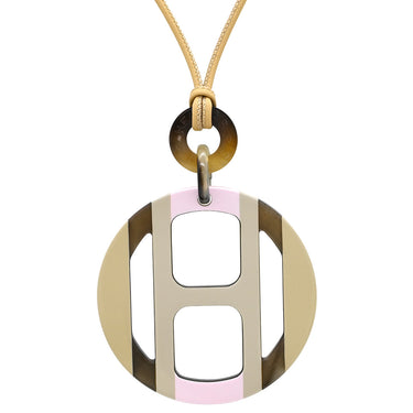 エルメス HERMES Hエキップ フォーブル×パステル バッファローホーン レザー ラッカー ネックレス ベージュ ピンク バッファローホーン 新品 未使用