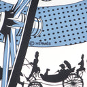 エルメス Hermes カレ55 ブルージーン×ホワイト×ブラック シルク スカーフ 新品 未使用 【PARIS QUI ROULE/車輪でめぐるパリ】