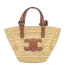 セリーヌ CELINE ナノ サプル クラシック パニエ 10M582DZ2.02NT ナチュラル×タン ラフィア カーフ 2WAYバッグ ゴールド金具 かごバッグ ショルダー