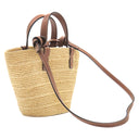 セリーヌ CELINE ナノ サプル クラシック パニエ 10M582DZ2.02NT ナチュラル×タン ラフィア カーフ 2WAYバッグ ゴールド金具 かごバッグ ショルダー