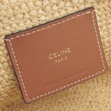 セリーヌ CELINE ナノ サプル クラシック パニエ 10M582DZ2.02NT ナチュラル×タン ラフィア カーフ 2WAYバッグ ゴールド金具 かごバッグ ショルダー
