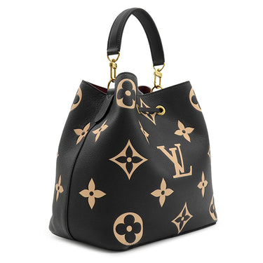 ルイヴィトン Louis Vuitton ネオノエ MM M45497 ブラック×ベージュ モノグラムアンプラント ハンドバッグ ゴールド金具 黒 ストラップ欠品