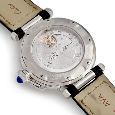 腕時計 カルティエ Cartier パシャ 38 プロンジャー コンベックス グリッド W3105955 自動巻き メンズ OH済 逆回転防止ベゼル