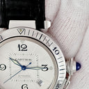 腕時計 カルティエ Cartier パシャ 38 プロンジャー コンベックス グリッド W3105955 自動巻き メンズ OH済 逆回転防止ベゼル