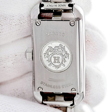 腕時計 エルメス HERMES ナンタケット NA2.110 クオーツ レディース シルバー アラビア 角型 チェーンブレス