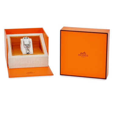 腕時計 エルメス HERMES ナンタケット NA2.110 クオーツ レディース シルバー アラビア 角型 チェーンブレス