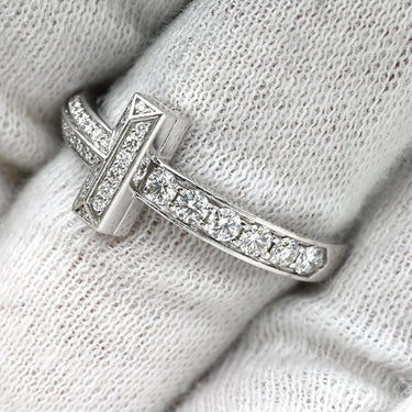 ティファニー Tiffany & Co T ワン ナロー ダイヤ ホワイトゴールド K18WG ダイヤモンド リング 指輪 T&Co. Au750 18K WG 16号