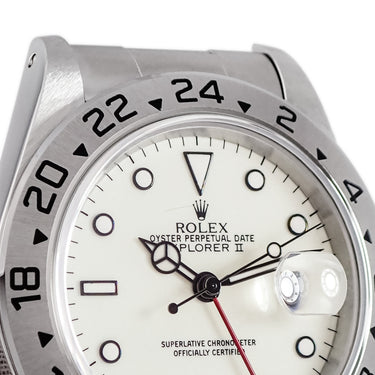 腕時計 ロレックス ROLEX エクスプローラー II 16570 S番 自動巻き メンズ メーカーOH済 S番 アイボリー GMT ベンツ針 ヴィンテージ
