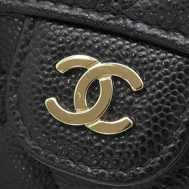 シャネル Chanel ミニ チェーンクラッチ AP0238 ブラック キャビアスキン チェーンウォレット ゴールド金具 黒 ココマーク