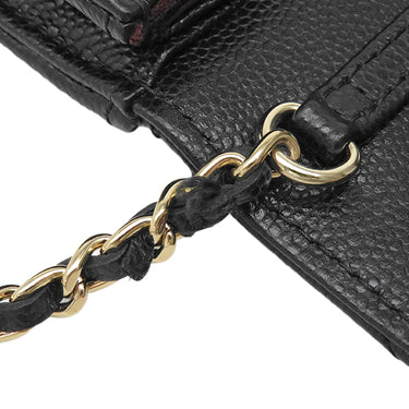 シャネル Chanel ミニ チェーンクラッチ AP0238 ブラック キャビアスキン チェーンウォレット ゴールド金具 黒 ココマーク