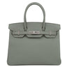 エルメス HERMES バーキン30 ヴェールアマンド ヴォーエプソン ハンドバッグ シルバー金具 緑 グレー