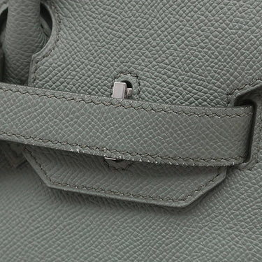 エルメス HERMES バーキン30 ヴェールアマンド ヴォーエプソン ハンドバッグ シルバー金具 緑 グレー