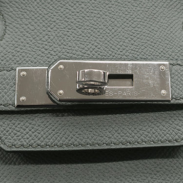 エルメス HERMES バーキン30 ヴェールアマンド ヴォーエプソン ハンドバッグ シルバー金具 緑 グレー