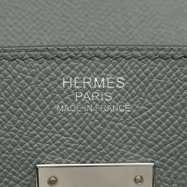 エルメス HERMES バーキン30 ヴェールアマンド ヴォーエプソン ハンドバッグ シルバー金具 緑 グレー