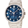 腕時計 ブレゲ BREGUET マリーン クロノグラフ 5527 5527BB/Y2/BW0 自動巻き メンズ K18WG無垢 ブルー ギョウシェ コインエッジ