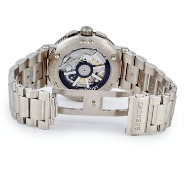 腕時計 ブレゲ BREGUET マリーン クロノグラフ 5527 5527BB/Y2/BW0 自動巻き メンズ K18WG無垢 ブルー ギョウシェ コインエッジ