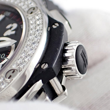 腕時計 ウブロ HUBLOT ビッグバン スチール 301.SX.130.RX.174 自動巻き メンズ 純正ダイヤ パヴェ デイト クロノグラフ 黒