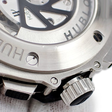腕時計 ウブロ HUBLOT ビッグバン スチール 301.SX.130.RX.174 自動巻き メンズ 純正ダイヤ パヴェ デイト クロノグラフ 黒