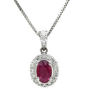 ノンブランド NON BRAND ルビー 0.84ct ダイヤモンド ペンダント ホワイトゴールド K18WG ルビー ダイヤモンド ネックレス 赤 レッド 1石 1粒 オーバルミックスカット
